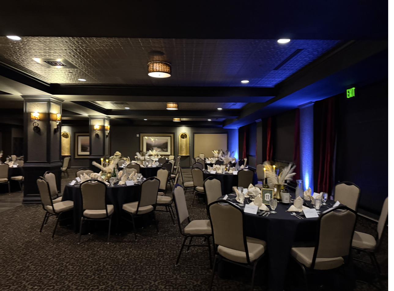 Murder mystery banquet setup